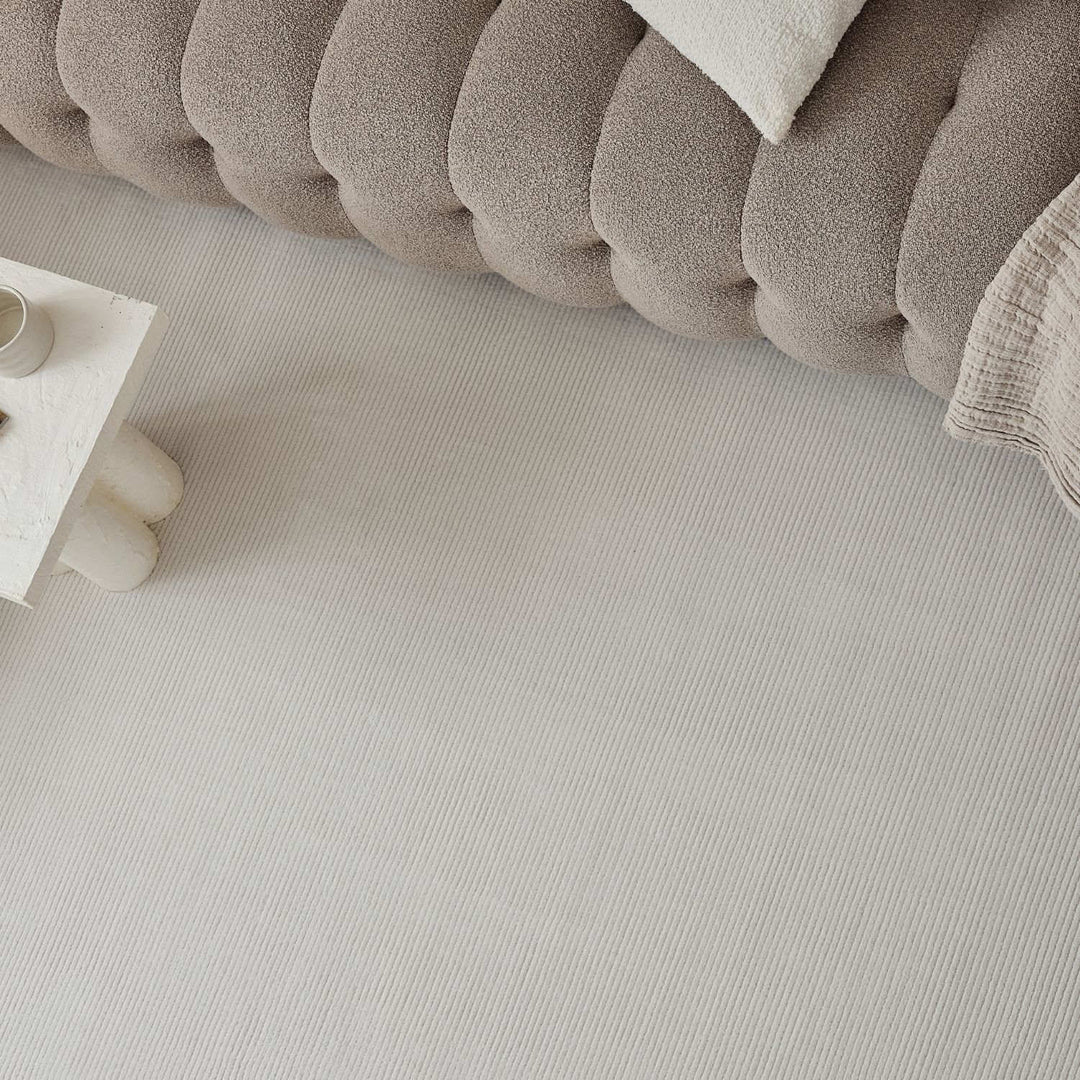 cream colour, striped design, stain-resistant, Cosy comfort rug.