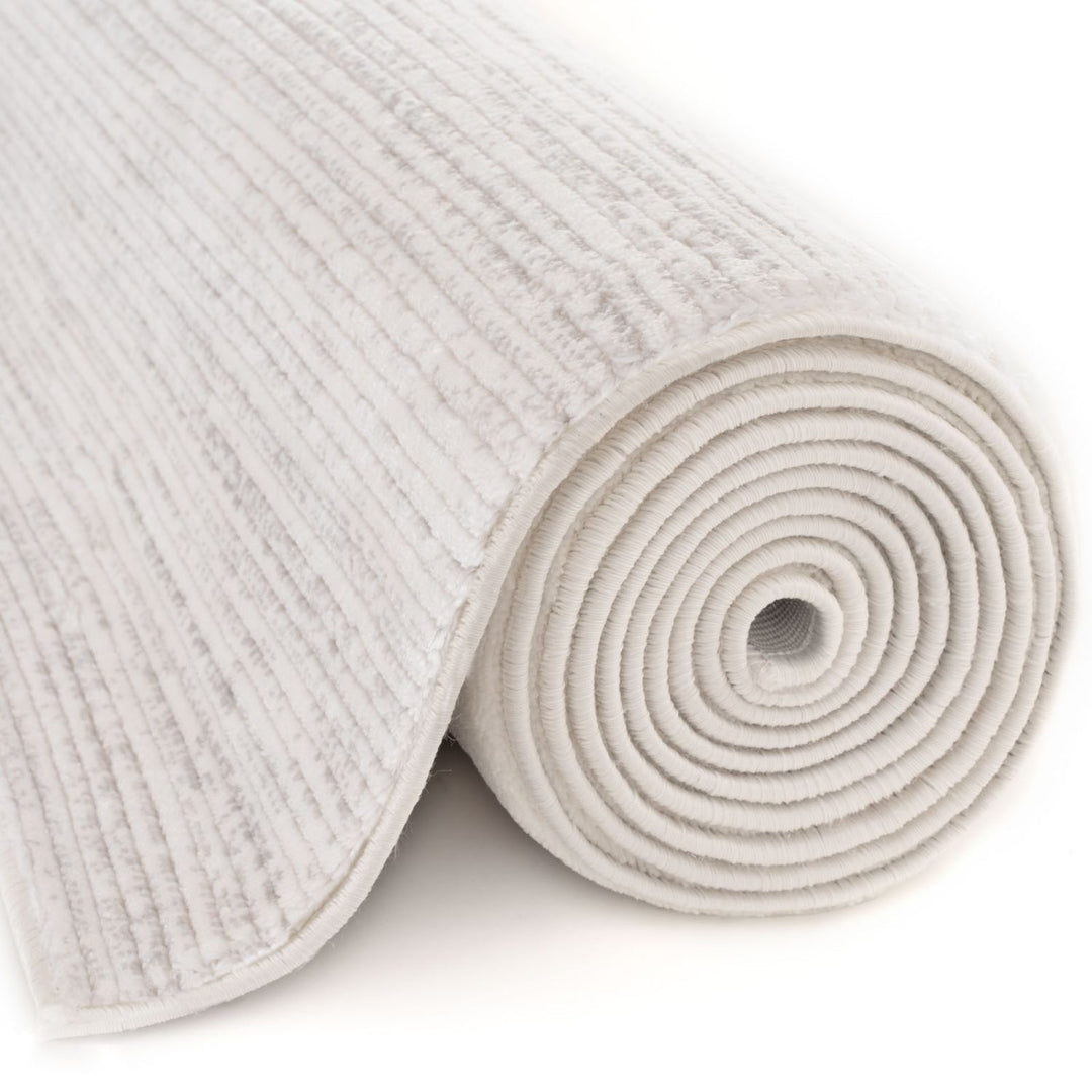 grey-cream colours, striped design, stain-resistant, Cosy comfort rug.