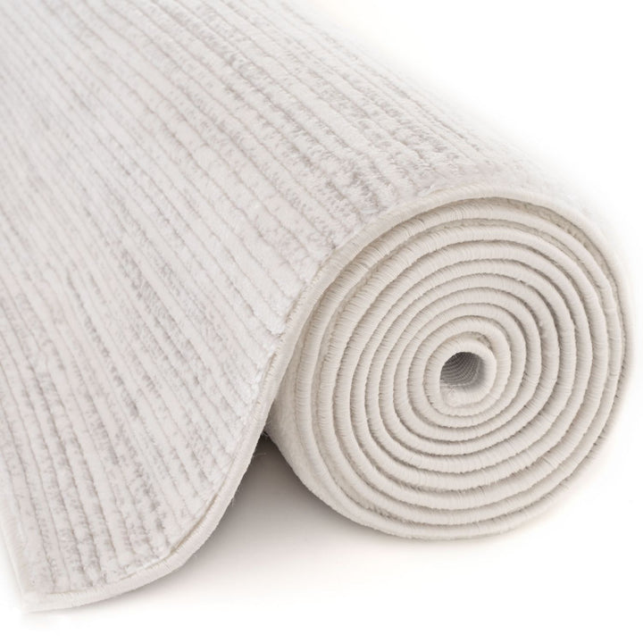 grey-cream colours, striped design, stain-resistant, Cosy comfort rug.