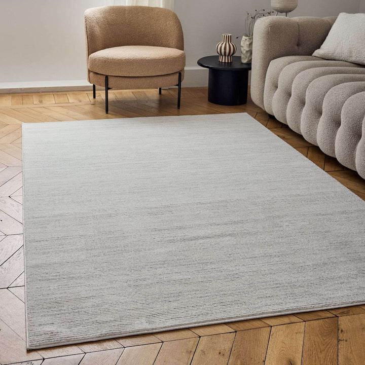 grey-cream colours, striped design, stain-resistant, Cosy comfort rug.