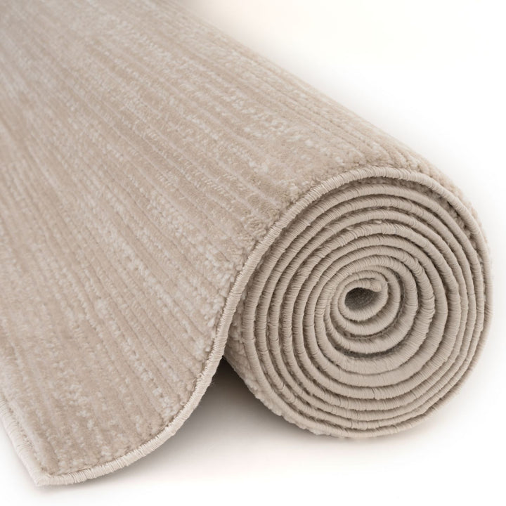 Beige-cream colour, striped design, stain-resistant, Cosy comfort rug.