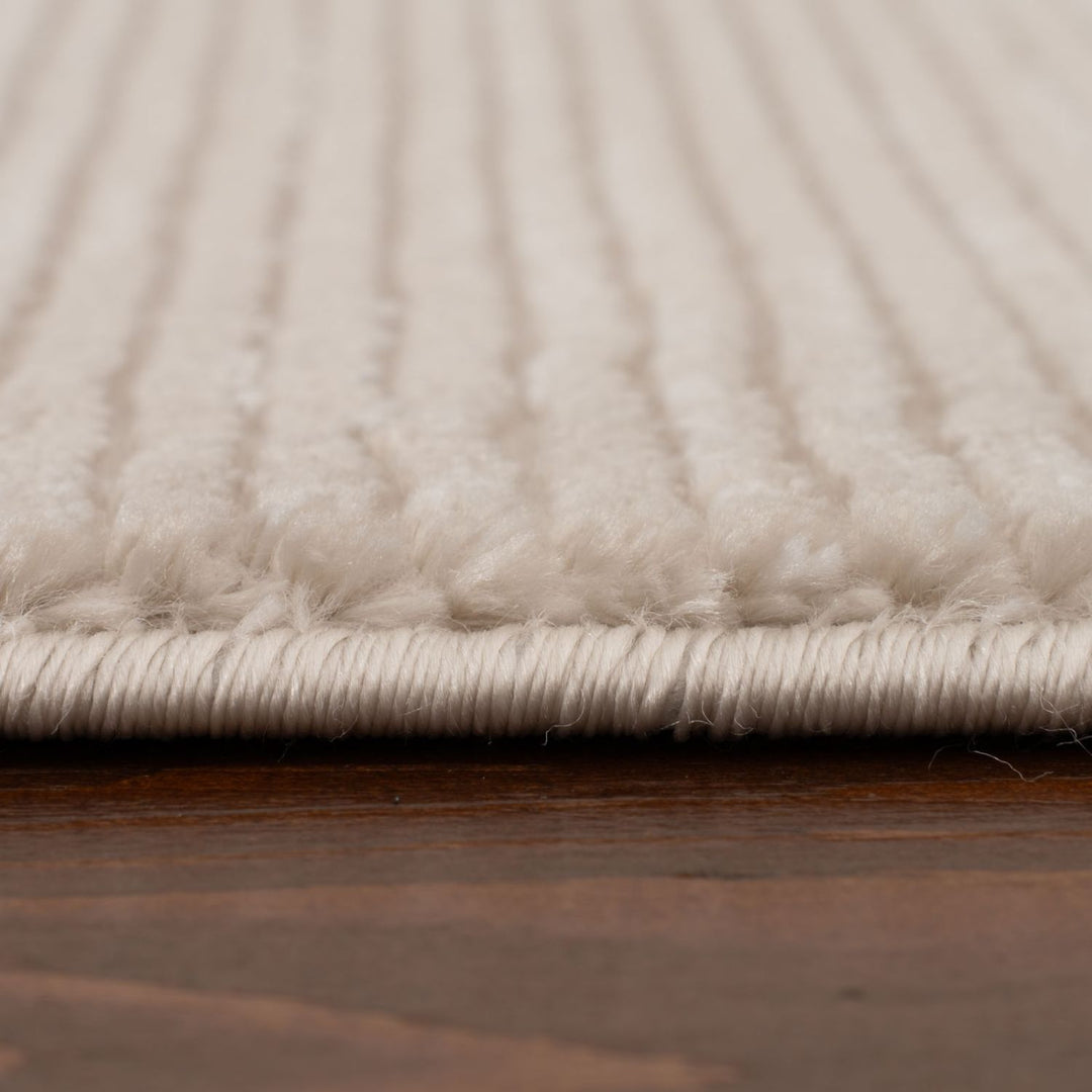 Beige-cream colour, striped design, stain-resistant, Cosy comfort rug.