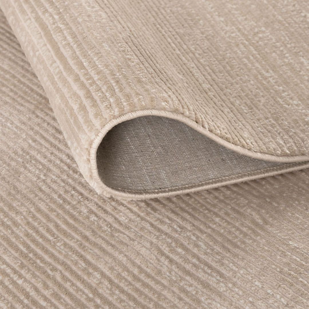 Beige-cream colour, striped design, stain-resistant, Cosy comfort rug.