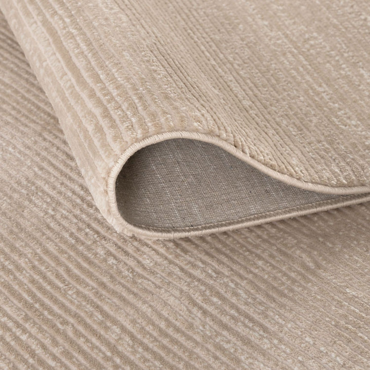 Beige-cream colour, striped design, stain-resistant, Cosy comfort rug.