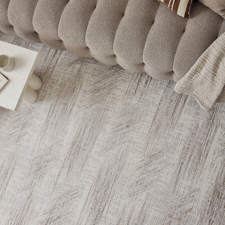 abstract rug, beige-cream colours, anti-allergic, and non-static properties
