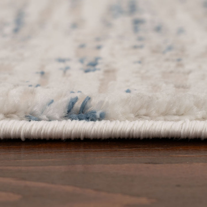 abstract rug, blue-cream colours, anti-allergic, and non-static properties