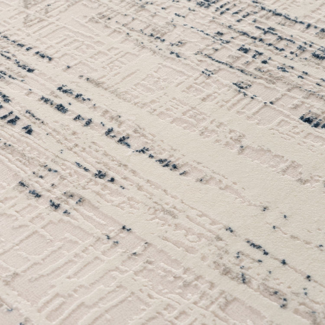 abstract rug, blue-cream colours, anti-allergic, and non-static properties