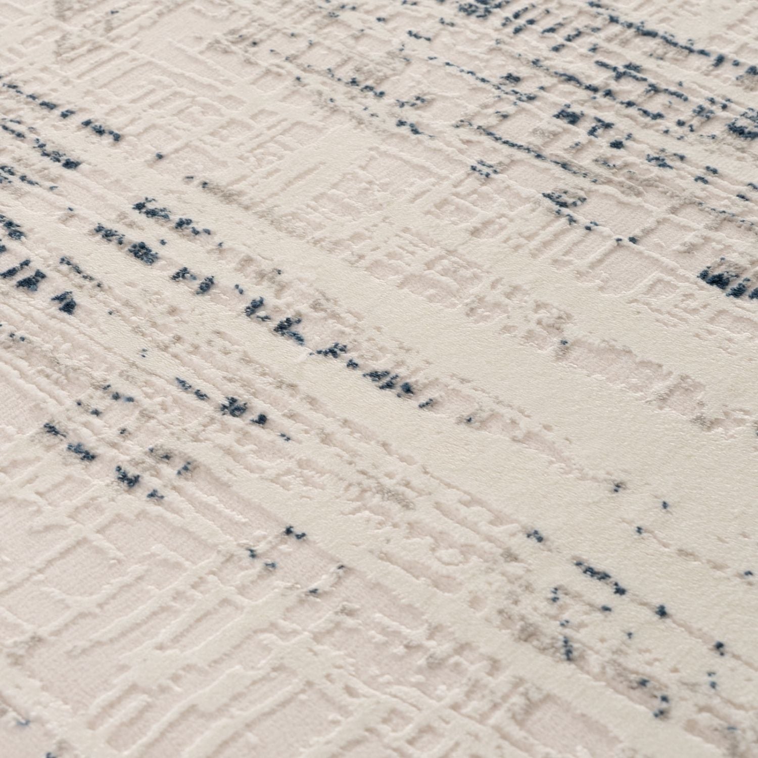 abstract rug, blue-cream colours, anti-allergic, and non-static properties