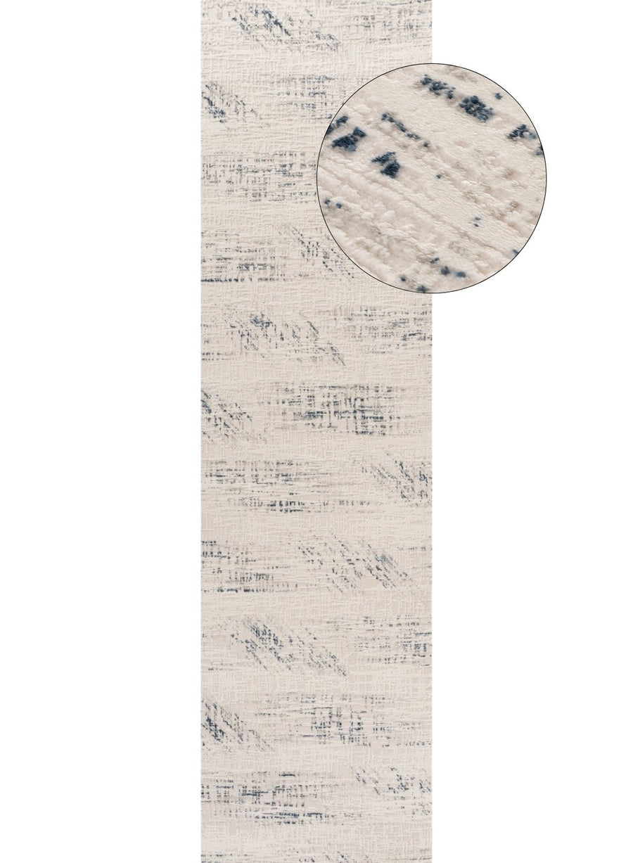 abstract rug, blue-cream colours, anti-allergic, and non-static properties