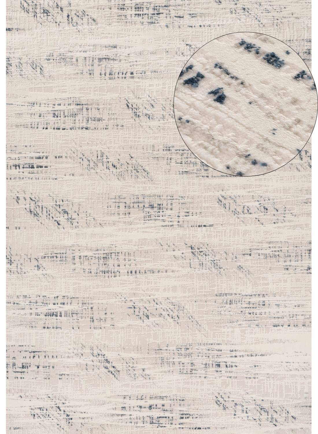 abstract rug, blue-cream colours, anti-allergic, and non-static properties