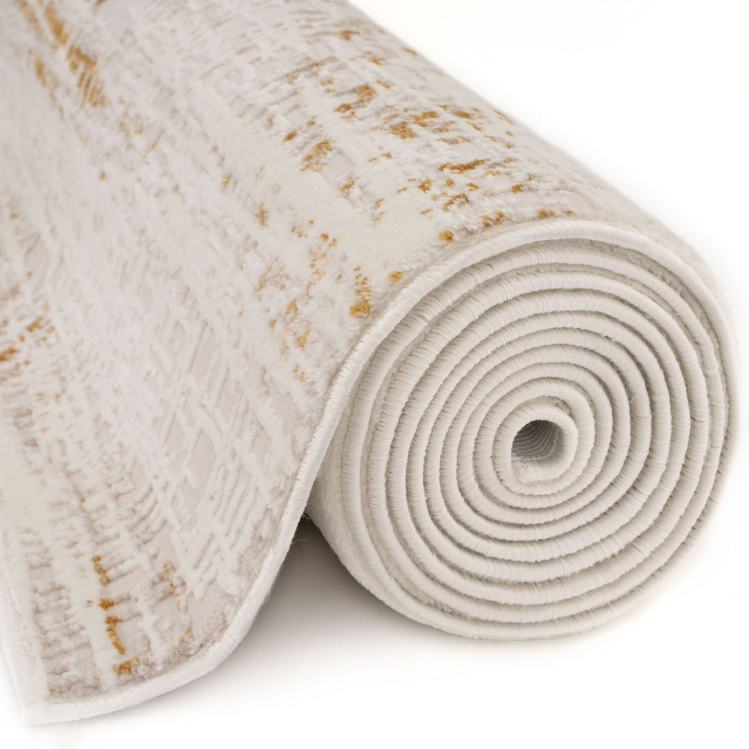 abstract rug, gold-cream colours, anti-allergic, and non-static properties