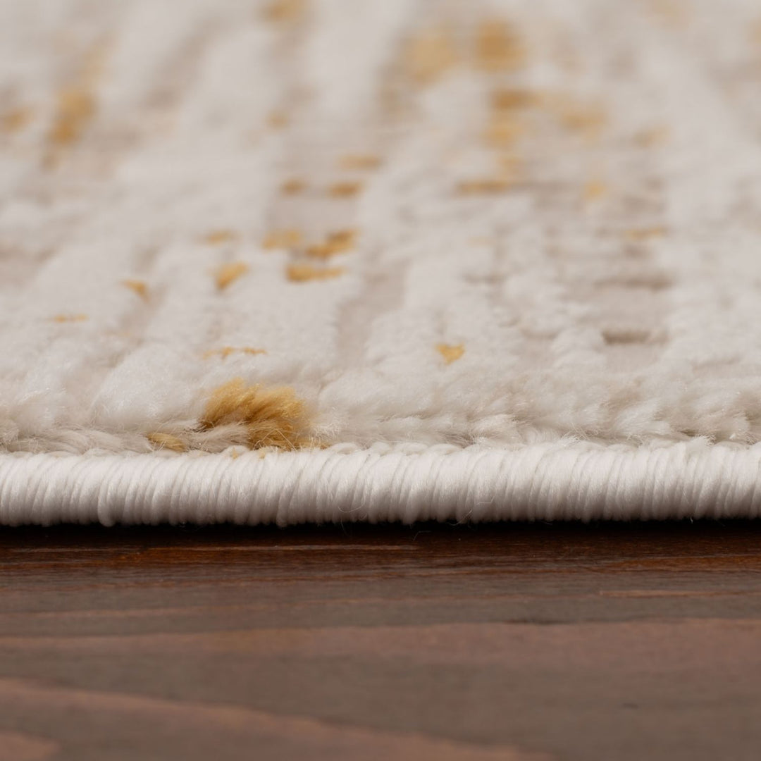 abstract rug, gold-cream colours, anti-allergic, and non-static properties