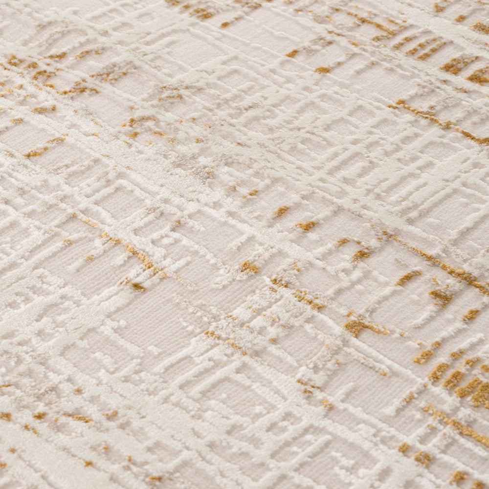 abstract rug, gold-cream colours, anti-allergic, and non-static properties