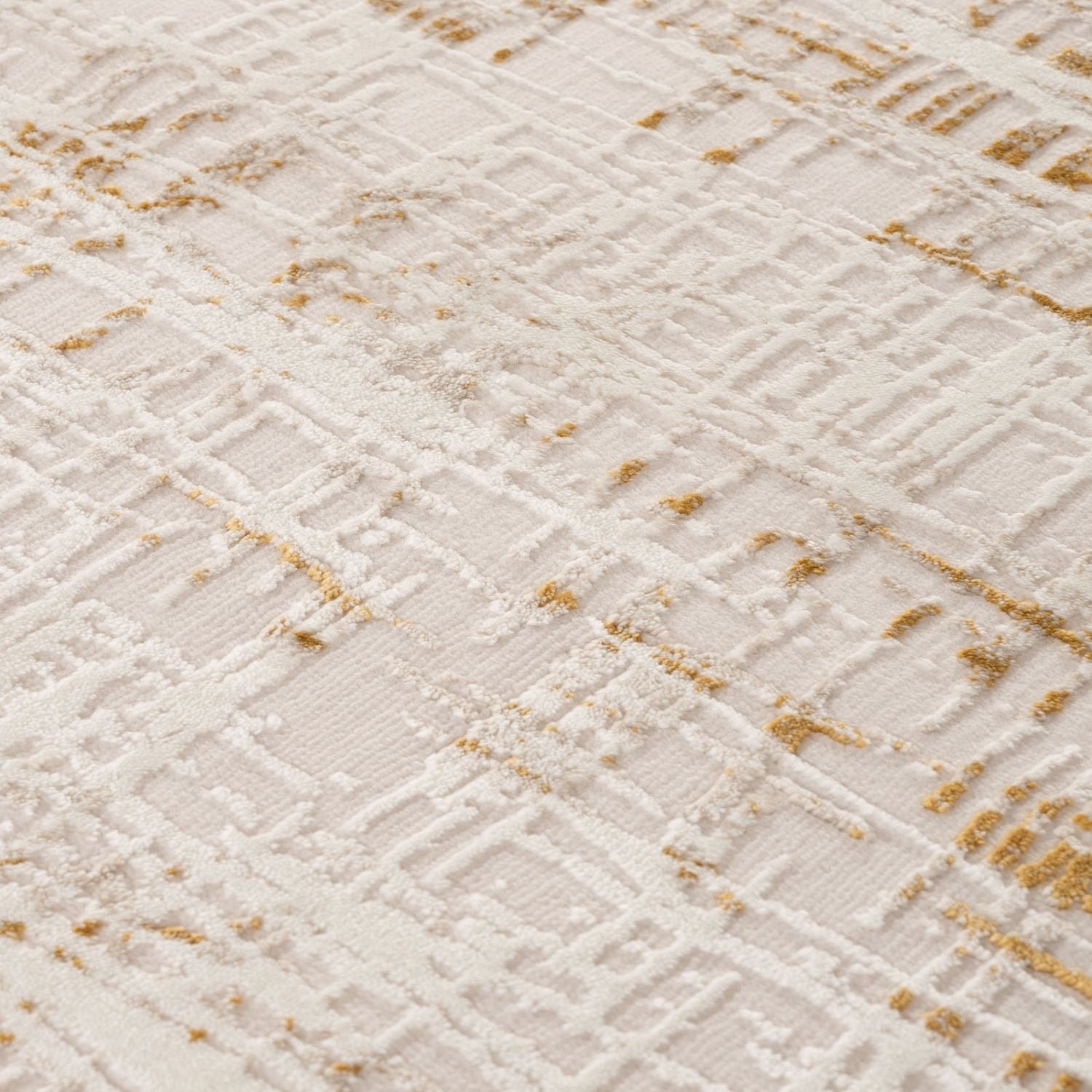 abstract rug, gold-cream colours, anti-allergic, and non-static properties