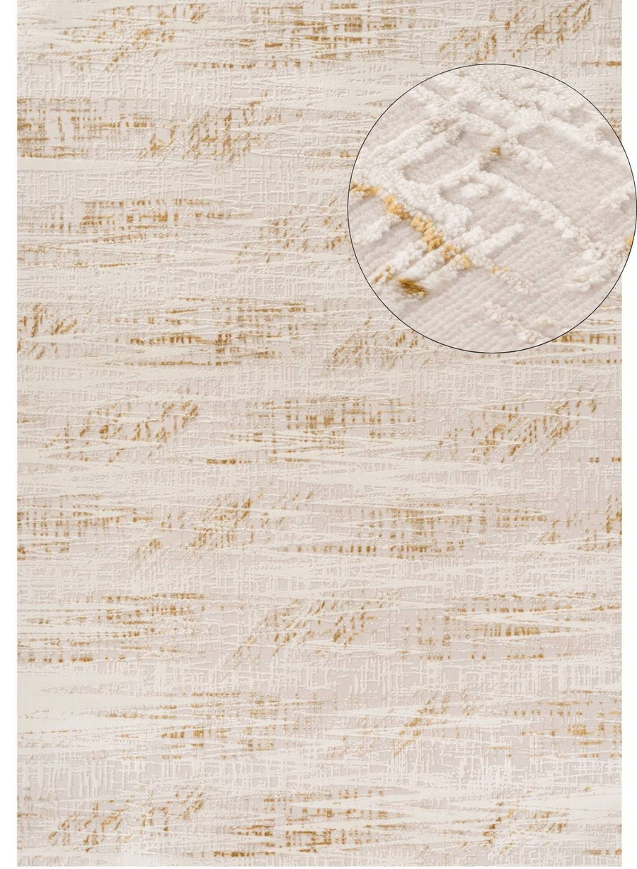 abstract rug, gold-cream colours, anti-allergic, and non-static properties