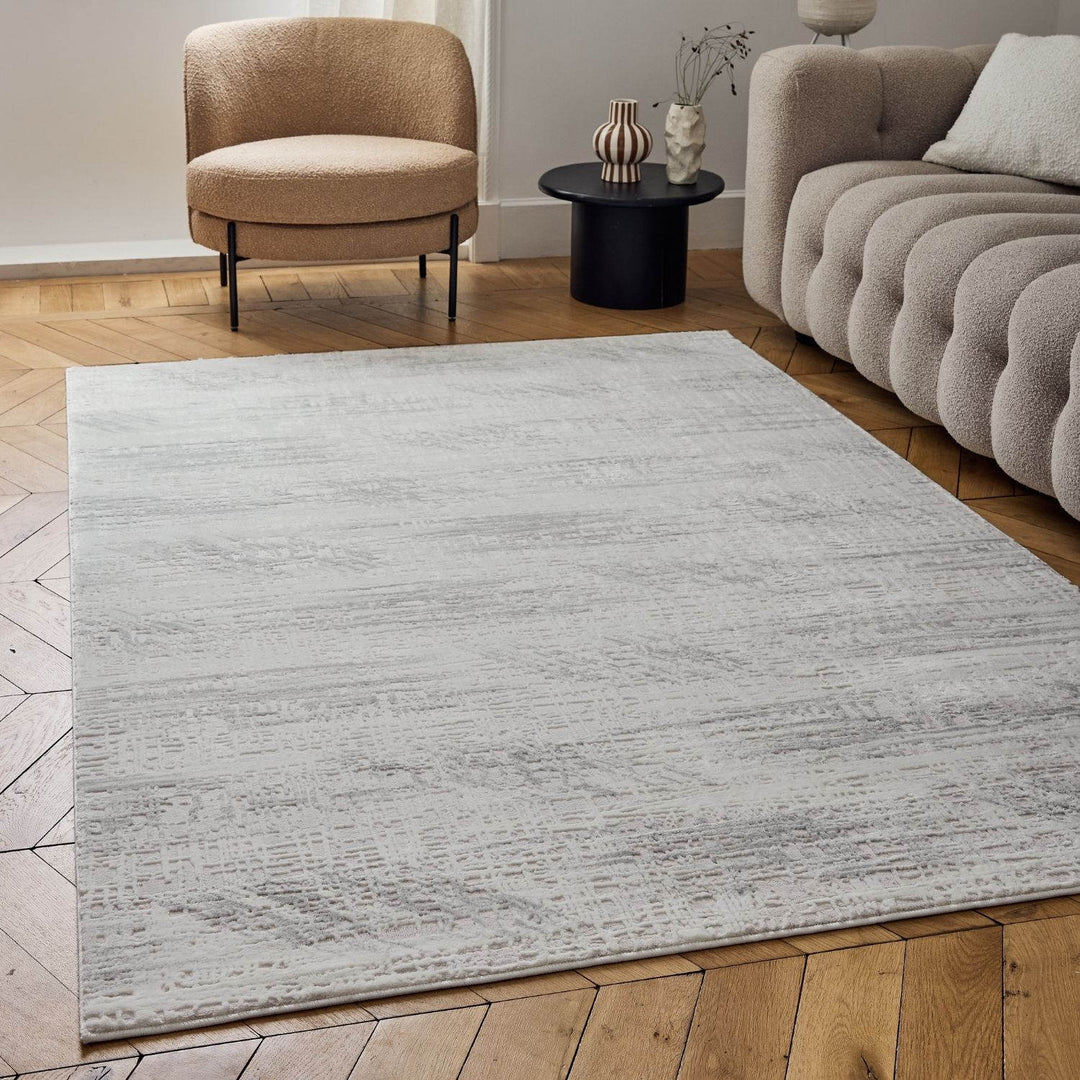 abstract rug, grey-cream colours, anti-allergic, and non-static properties