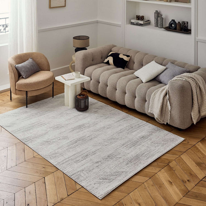 abstract rug, grey-cream colours, anti-allergic, and non-static properties