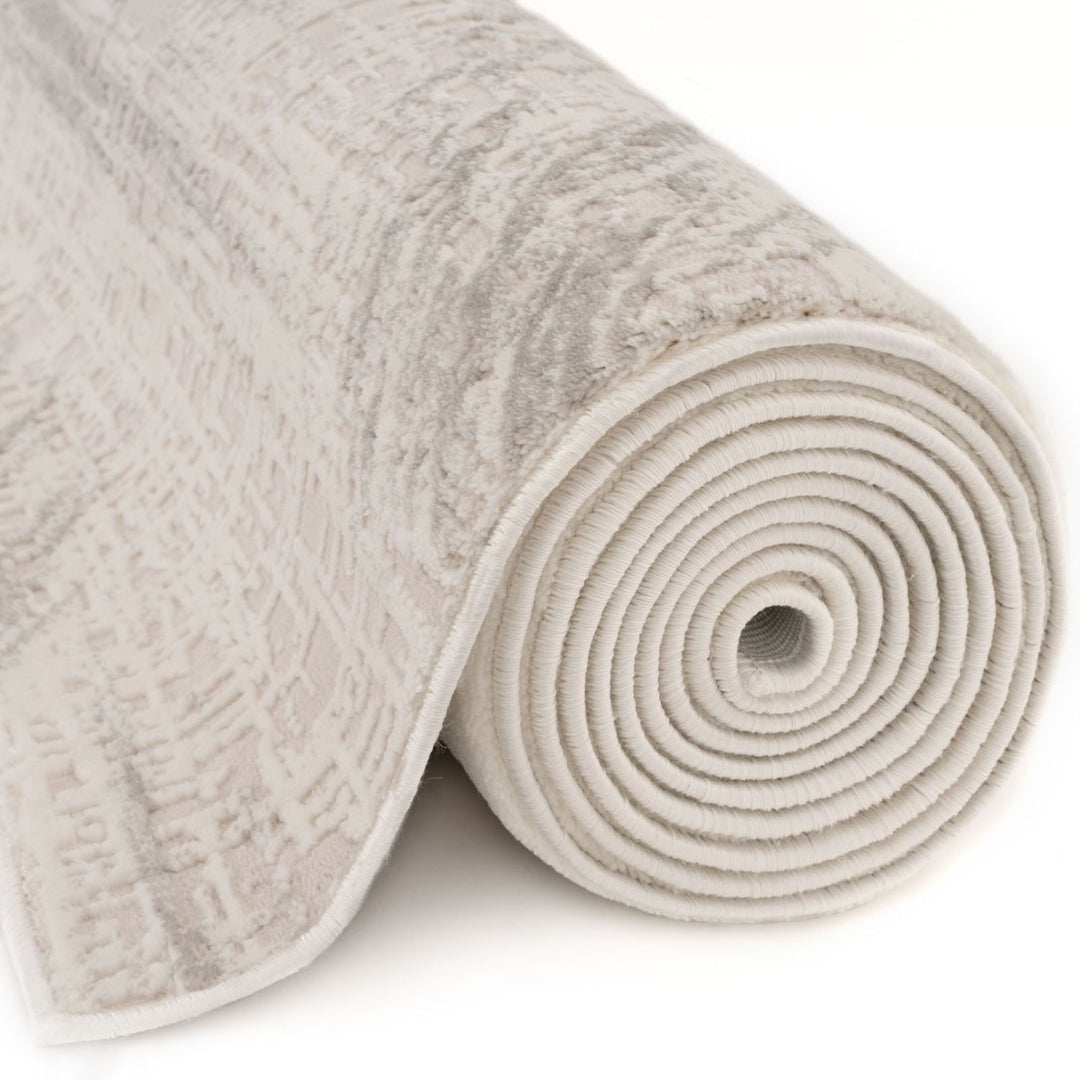 abstract rug, grey-cream colours, anti-allergic, and non-static properties