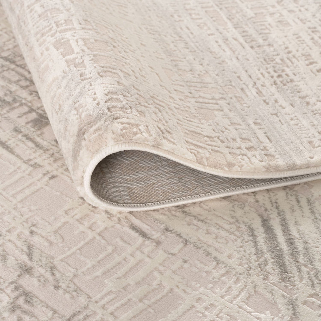 abstract rug, grey-cream colours, anti-allergic, and non-static properties