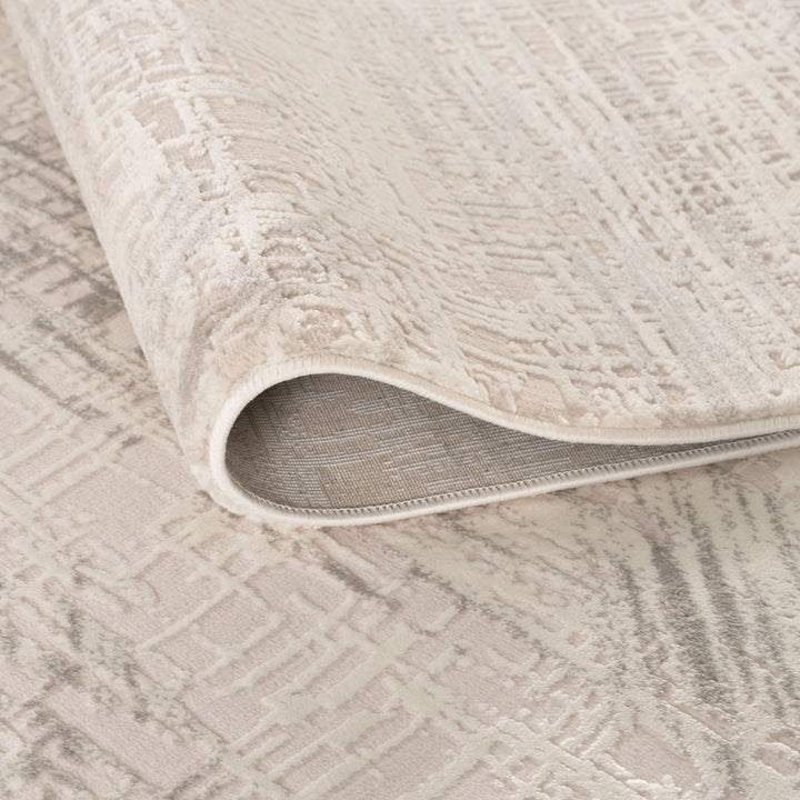 abstract rug, grey-cream colours, anti-allergic, and non-static properties