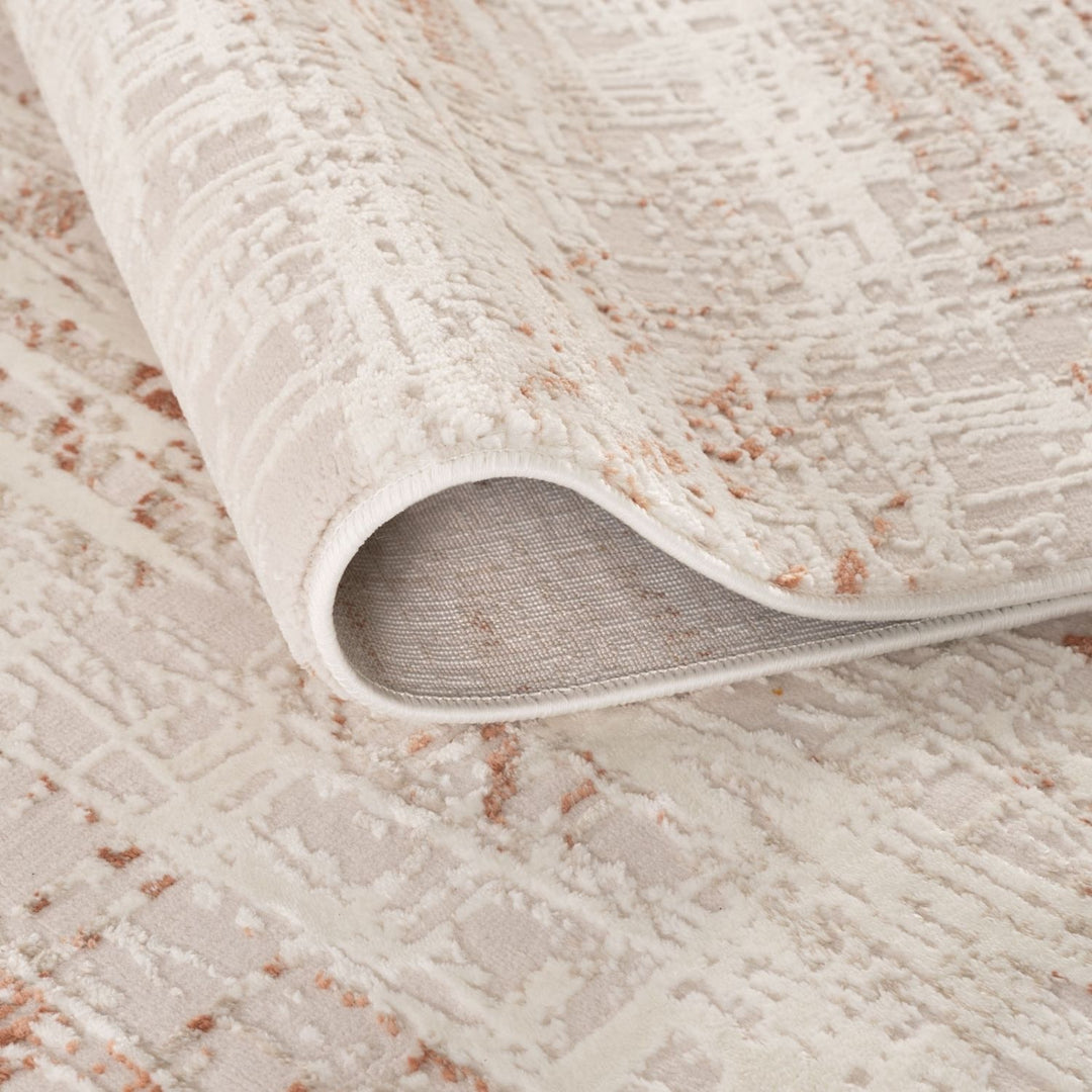 abstract rug, terra-cream colours, anti-allergic, and non-static properties