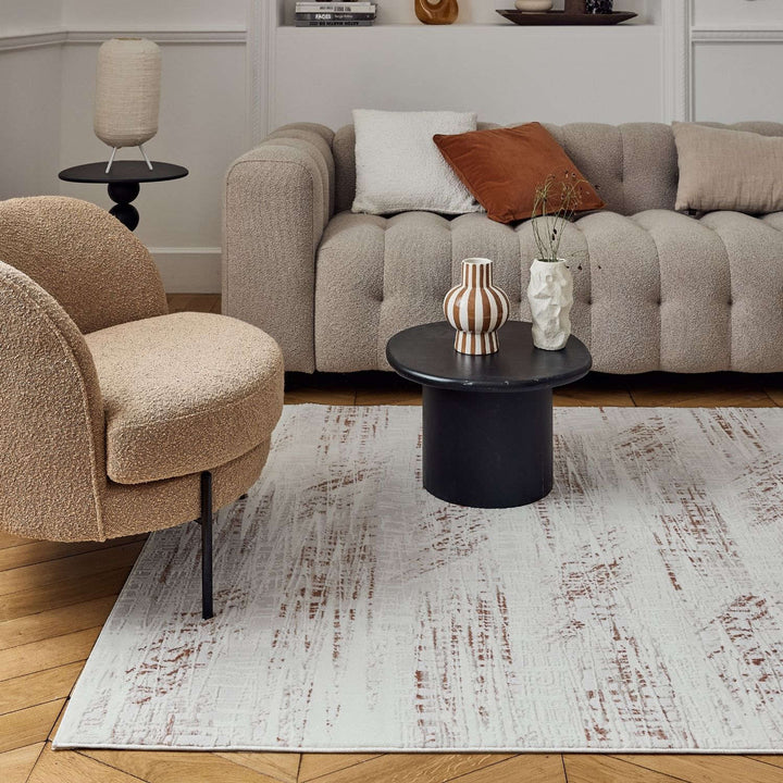 abstract rug, terra-cream colours, anti-allergic, and non-static properties
