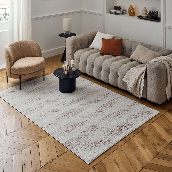 abstract rug, terra-cream colours, anti-allergic, and non-static properties