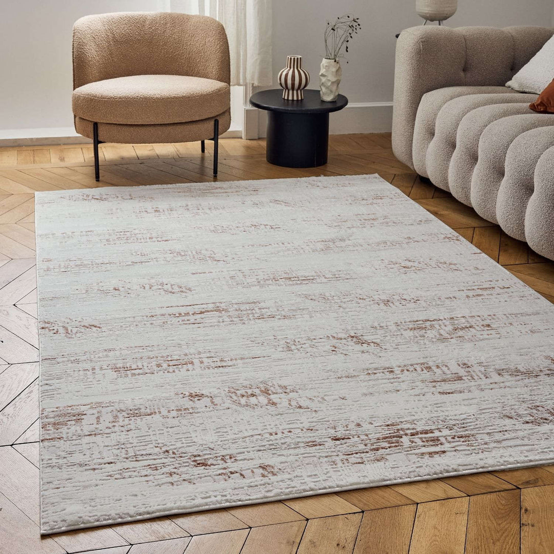 abstract rug, terra-cream colours, anti-allergic, and non-static properties