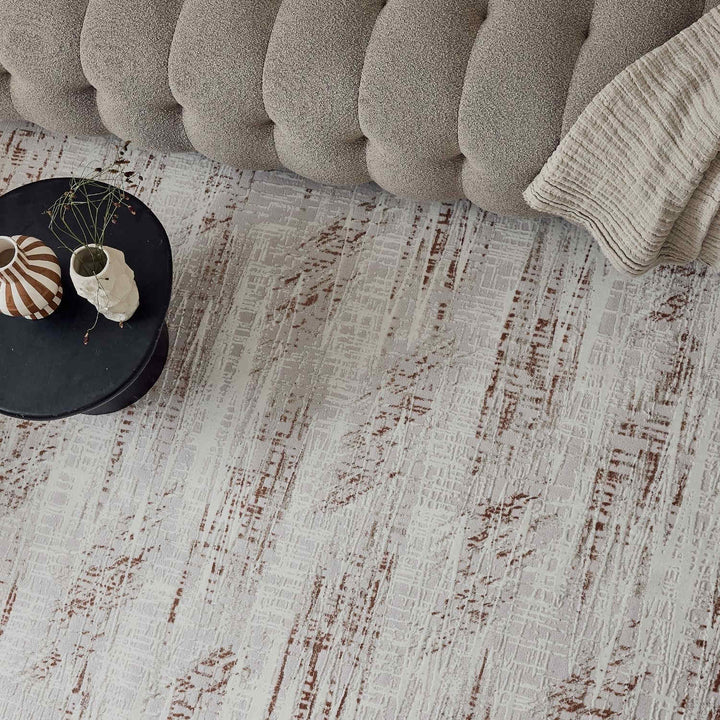 abstract rug, terra-cream colours, anti-allergic, and non-static properties