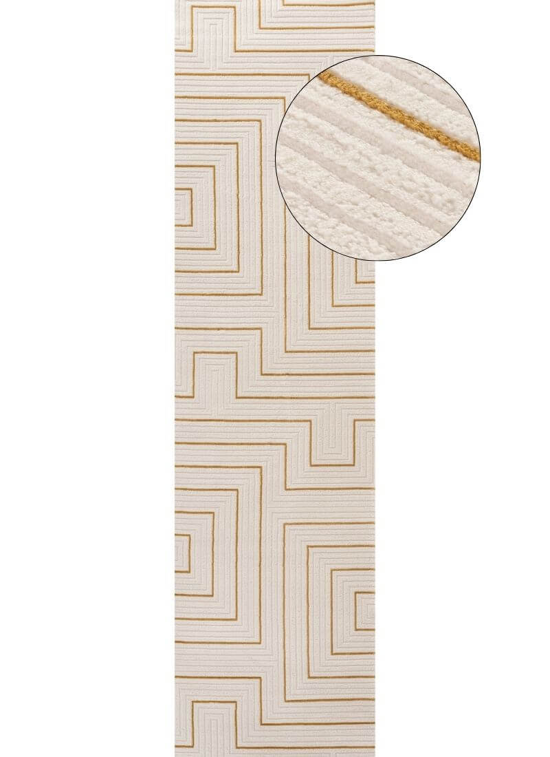 Carmel Cream-Gold Geometric Rug | 6040
