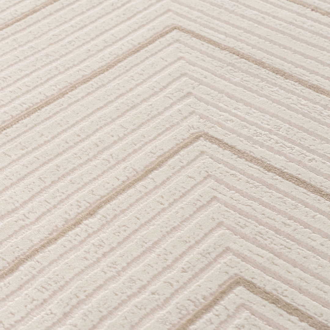 Geometric Living Room rug, beige-cream colours, stain-resistant and non-shedding