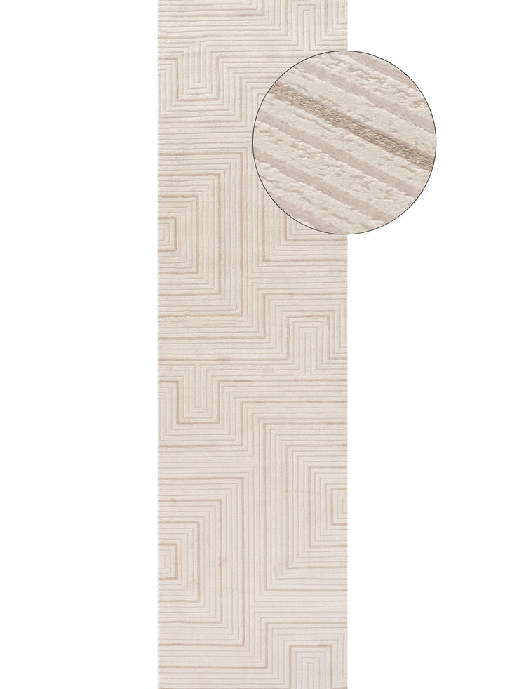 Geometric Living Room rug, beige-cream colours, stain-resistant and non-shedding
