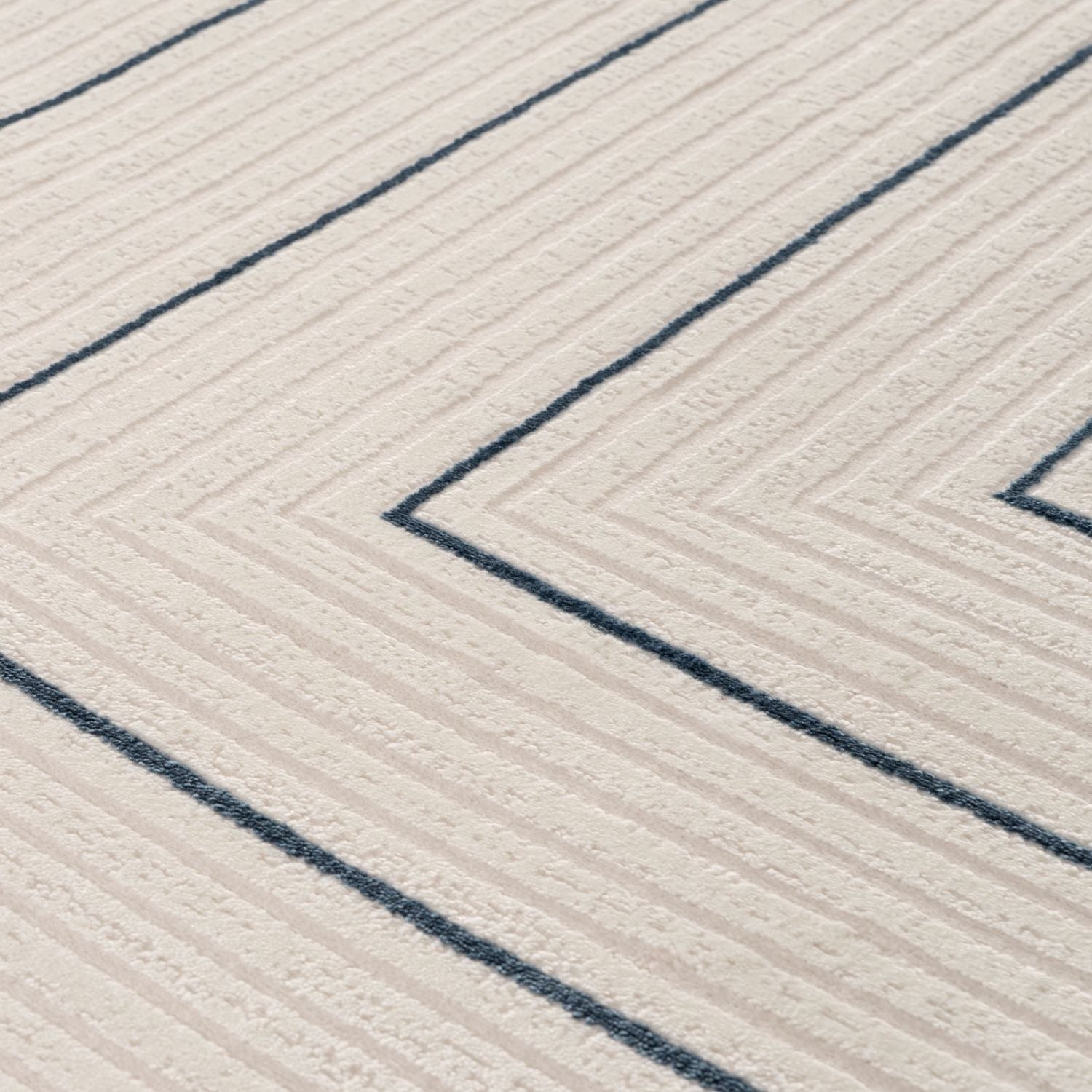 Geometric Living Room rug, blue-cream colours, stain-resistant and non-shedding