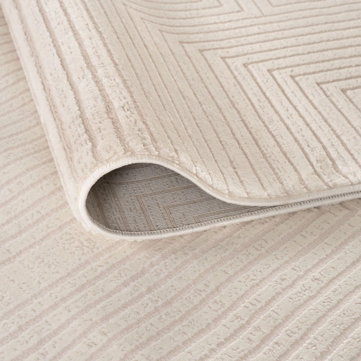 Geometric Living Room rug, cream colour, stain-resistant and non-shedding