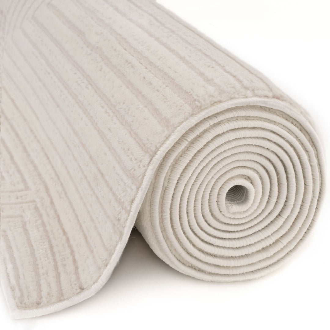 Geometric Living Room rug, cream colour, stain-resistant and non-shedding