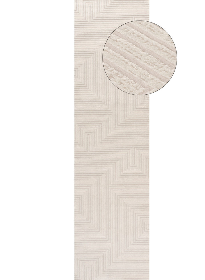 Geometric Living Room rug, cream colour, stain-resistant and non-shedding