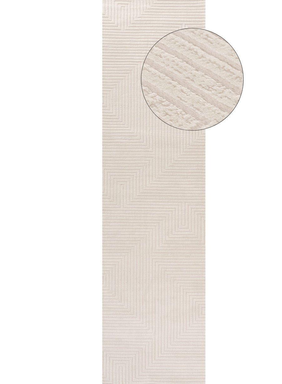 Geometric Living Room rug, cream colour, stain-resistant and non-shedding