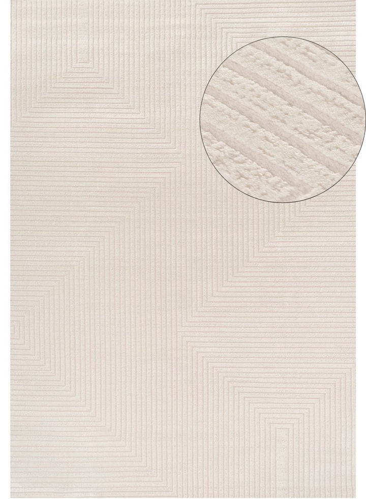 Geometric Living Room rug, cream colour, stain-resistant and non-shedding