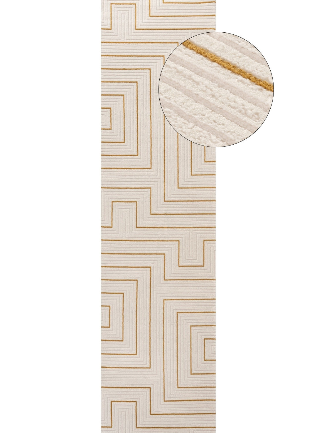 Geometric Living Room rug, gold-cream colours, stain-resistant and non-shedding
