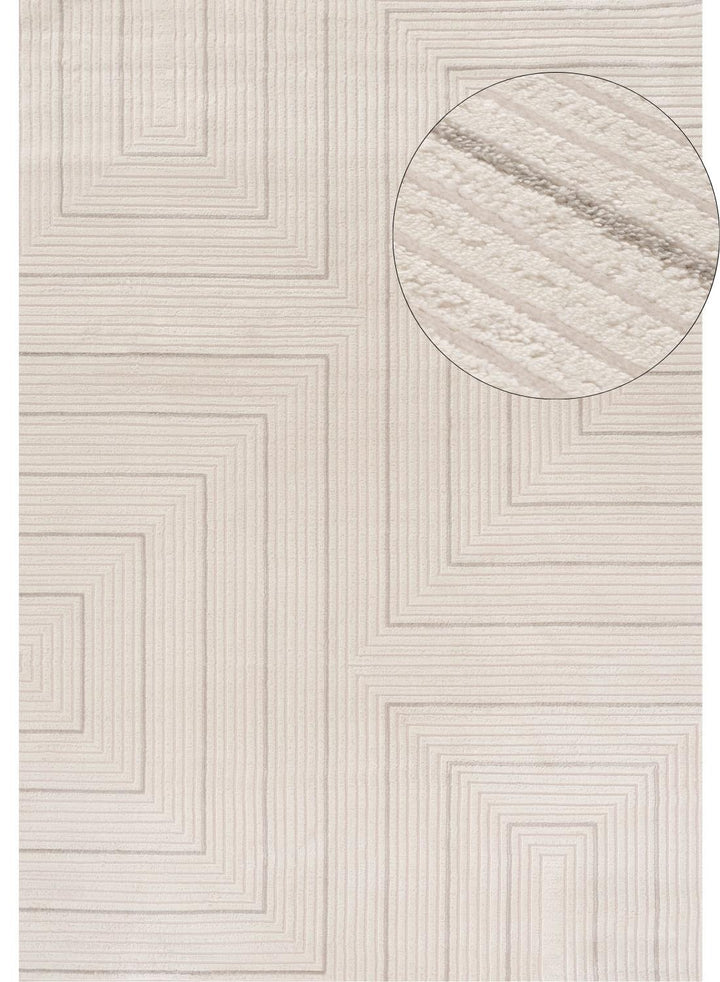 Geometric Living Room rug, grey-cream colours, stain-resistant and non-shedding