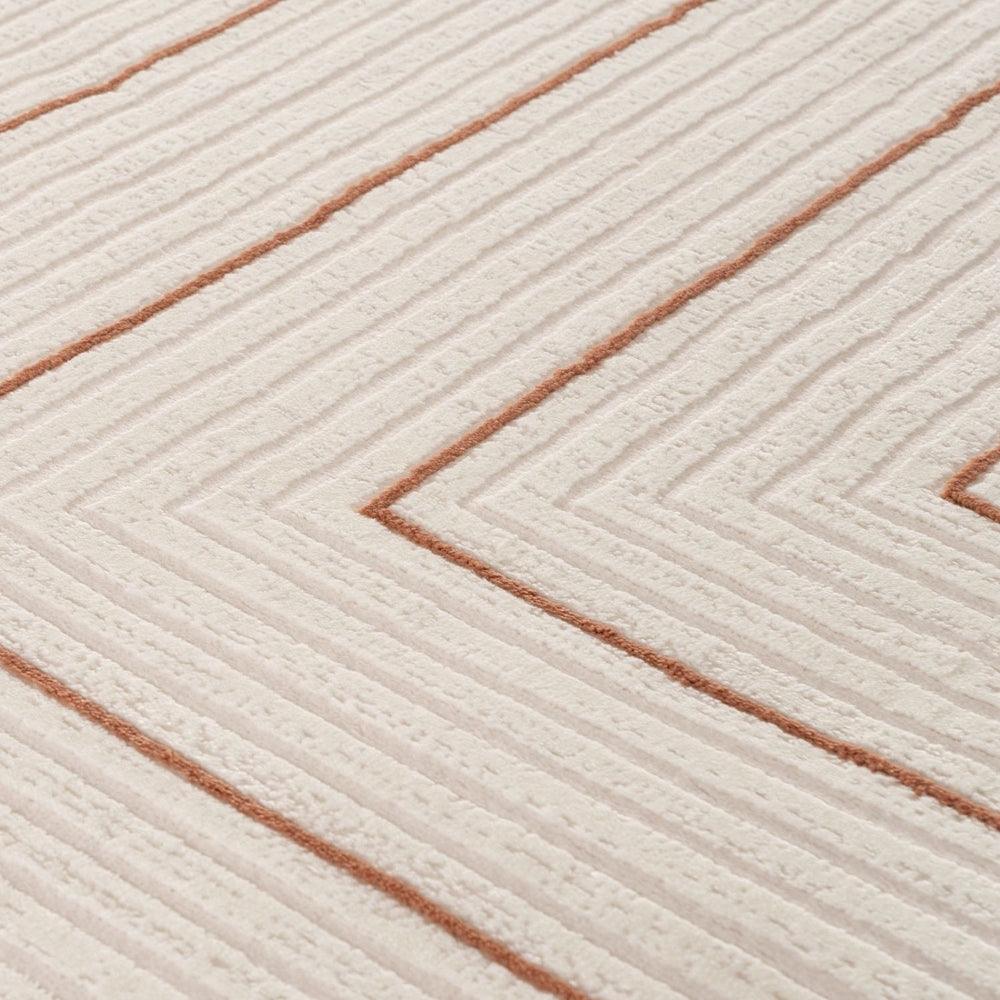 Living Room, perfect mix of clean design, lasting comfort, terra-cream rug.