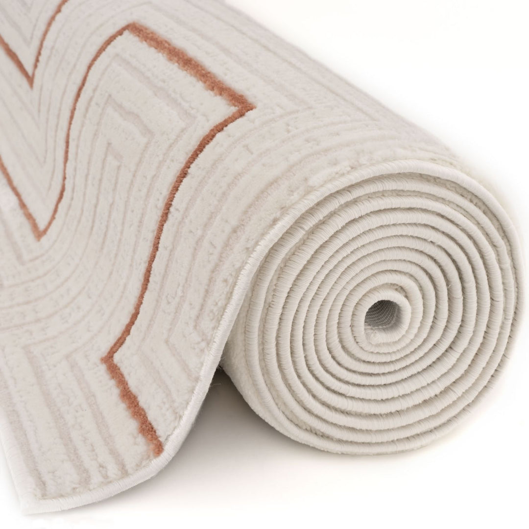 Living Room, perfect mix of clean design, lasting comfort, terra-cream rug.