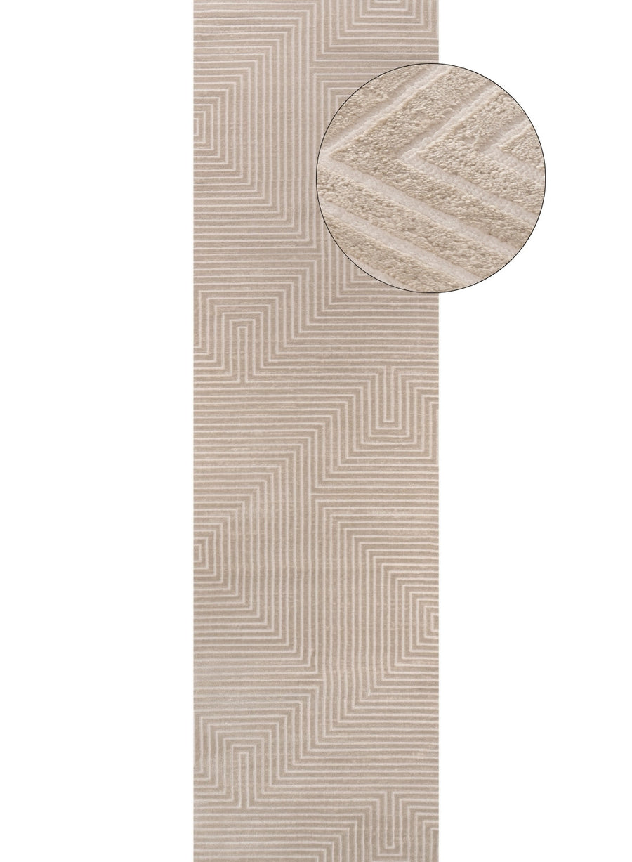 Geometric Living Room rug, beige colour, stain-resistant and non-shedding