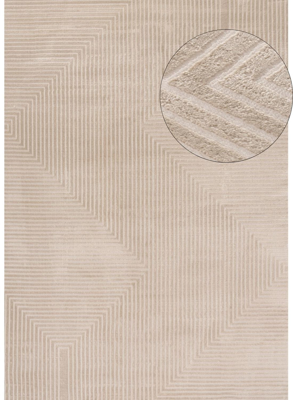 Geometric Living Room rug, beige colour, stain-resistant and non-shedding