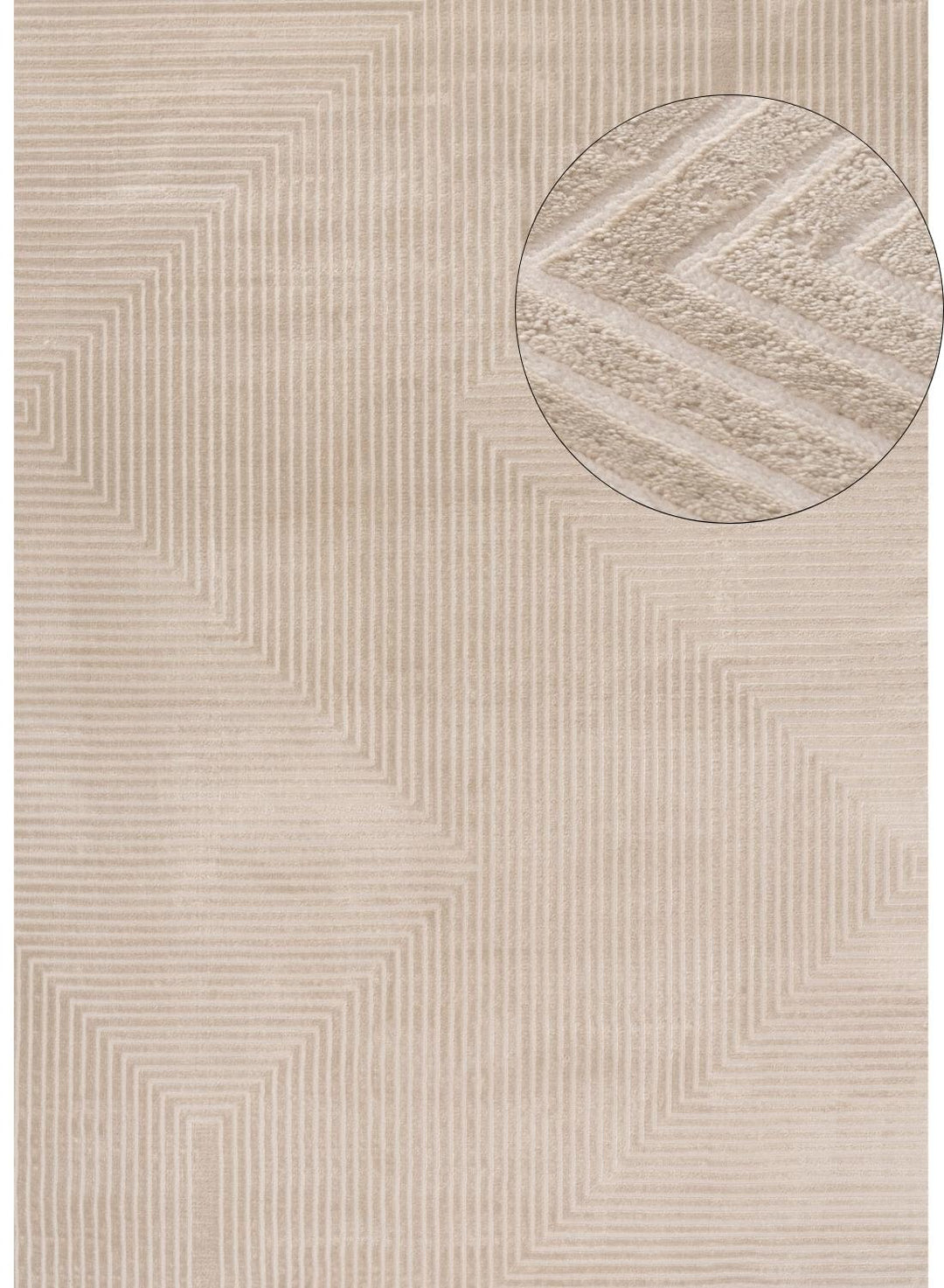 Geometric Living Room rug, beige colour, stain-resistant and non-shedding