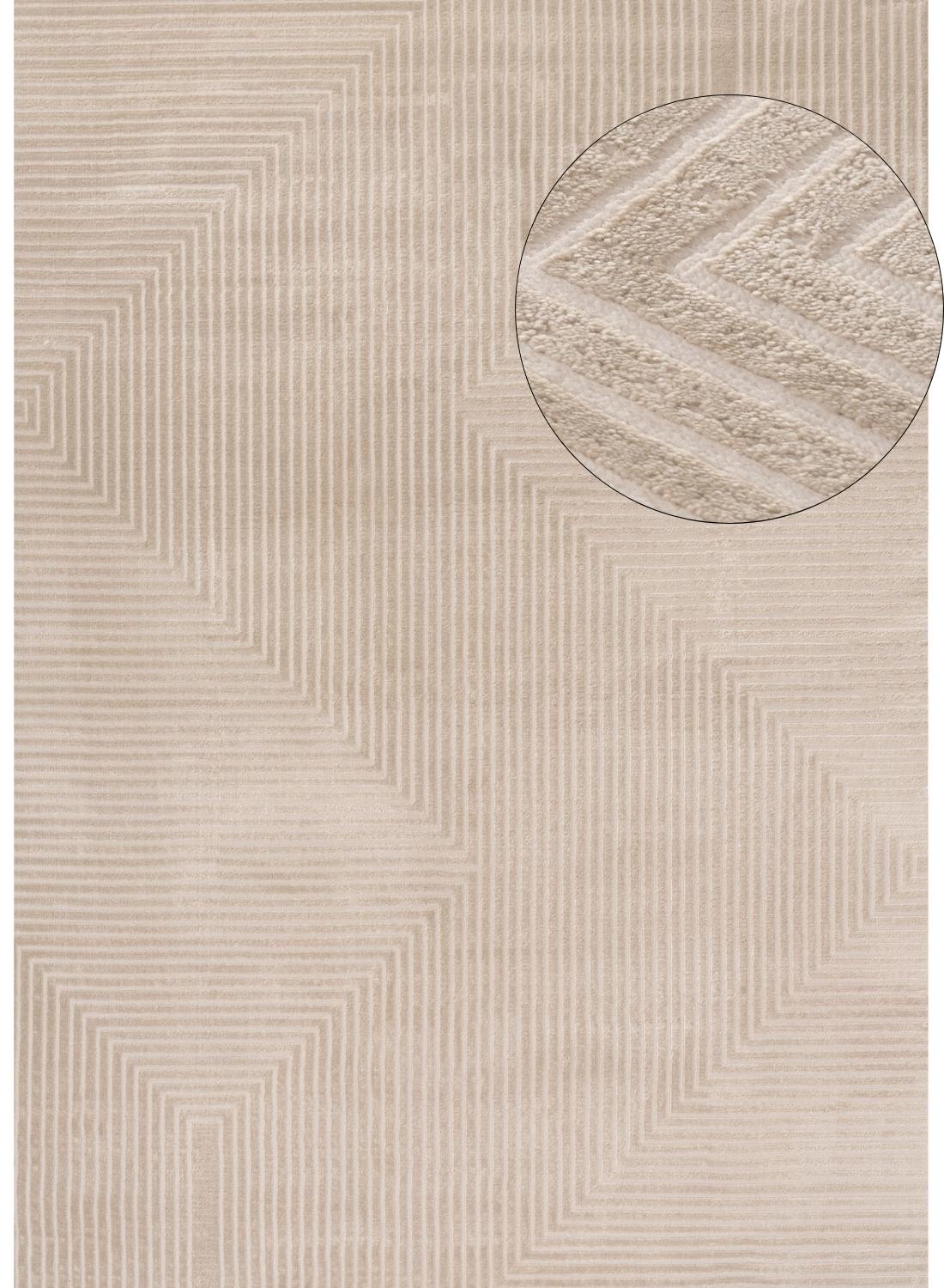 Geometric Living Room rug, beige colour, stain-resistant and non-shedding
