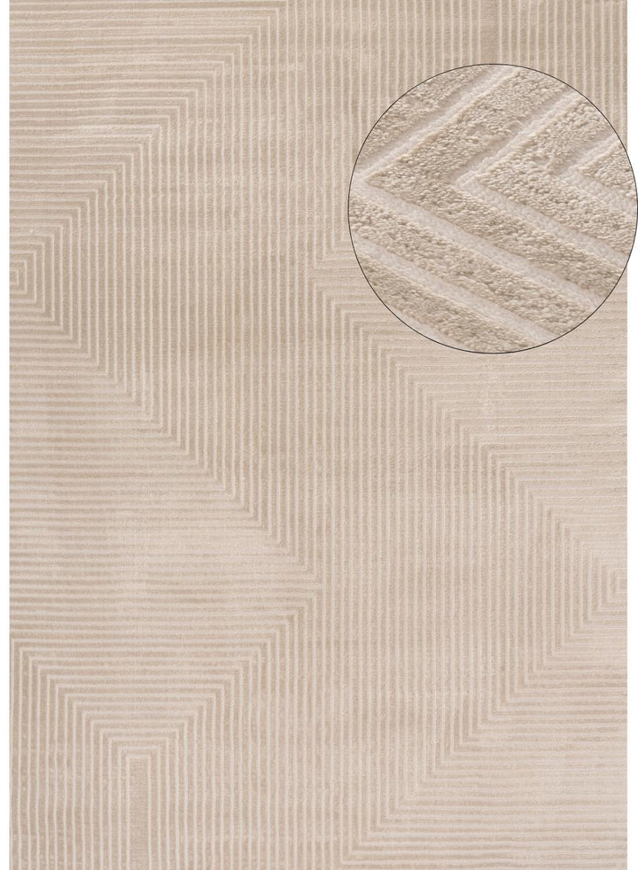 Geometric Living Room rug, beige colour, stain-resistant and non-shedding