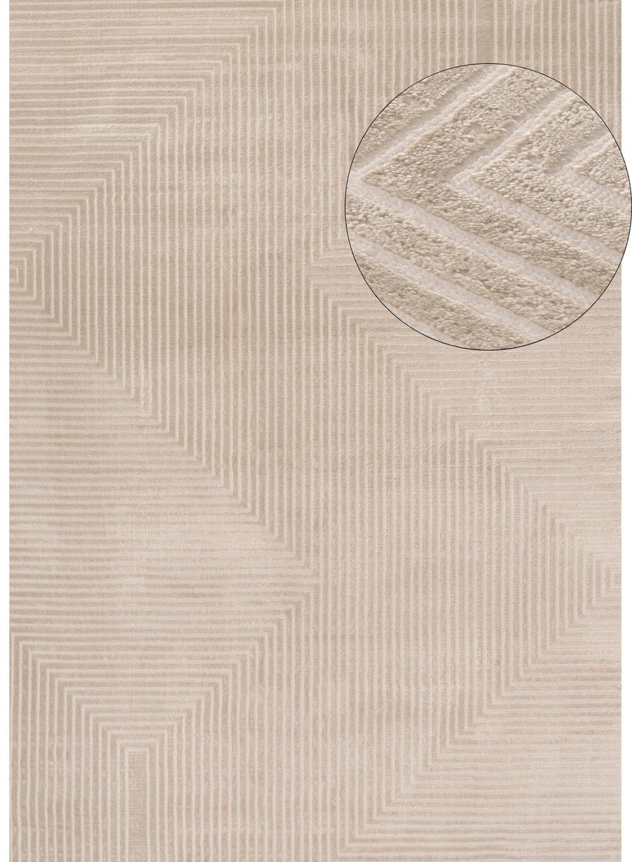 Geometric Living Room rug, beige colour, stain-resistant and non-shedding