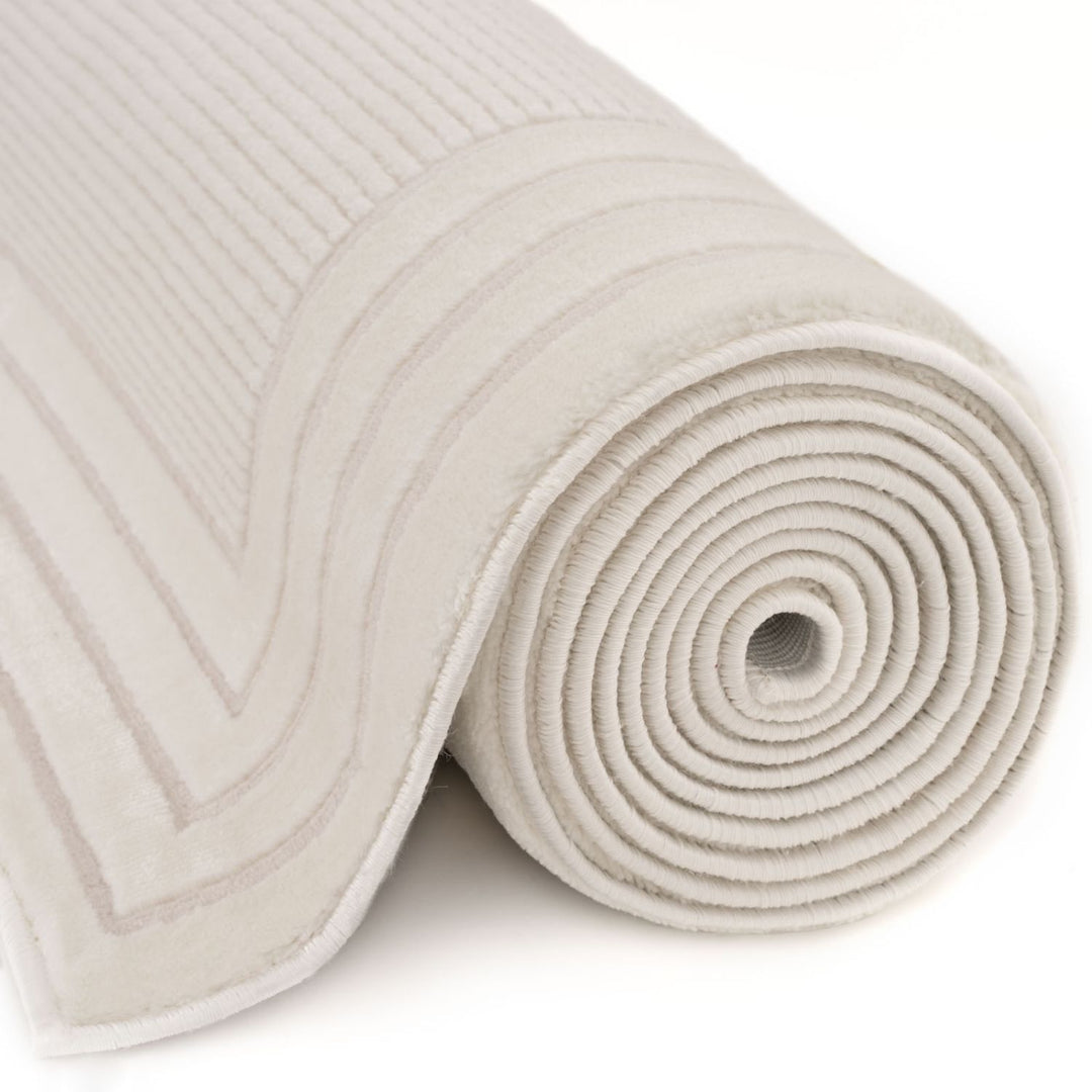 Bordered Living Room rug, cream colour, stain-resistant and non-shedding