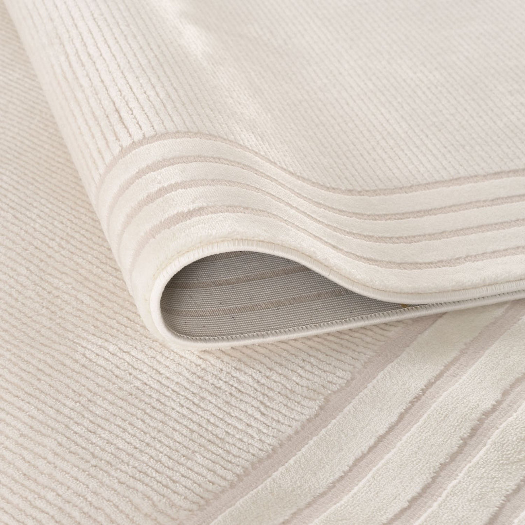 Bordered Living Room rug, cream colour, stain-resistant and non-shedding